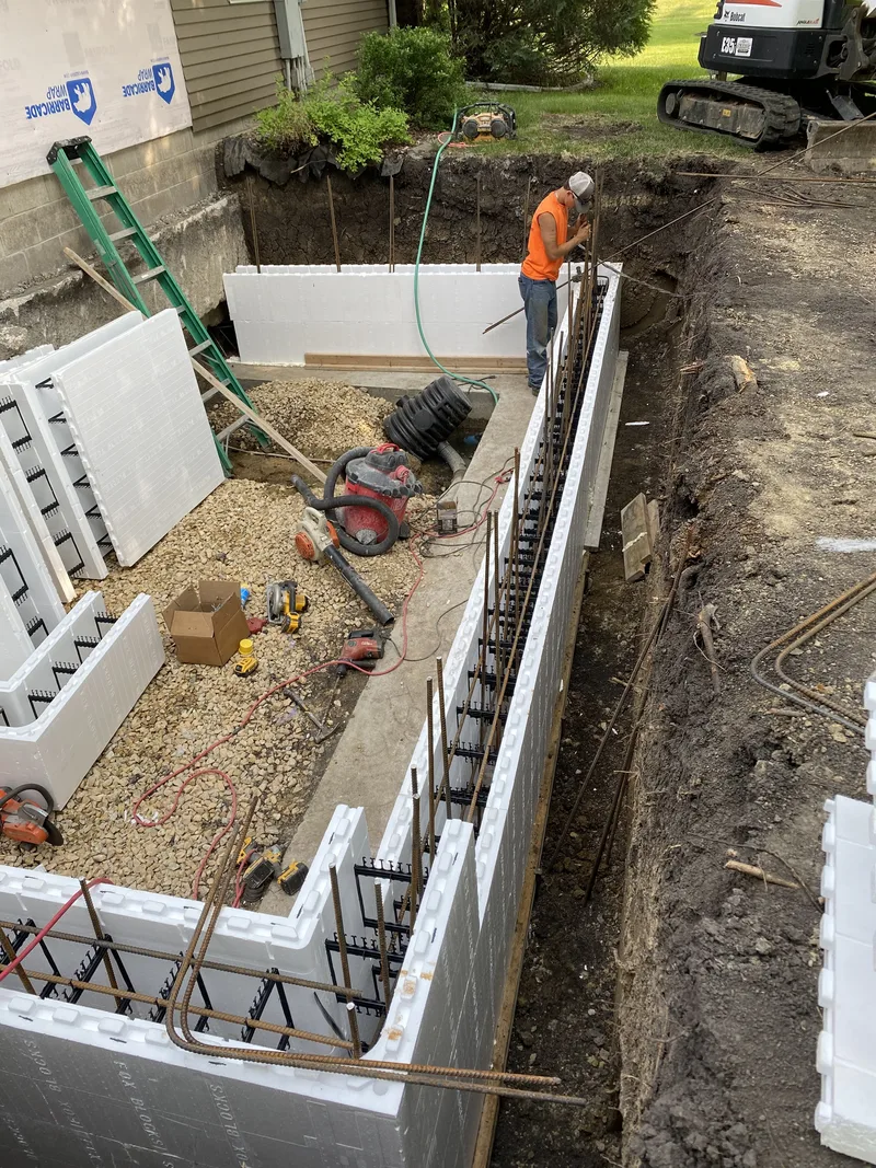Foundation wall in progress